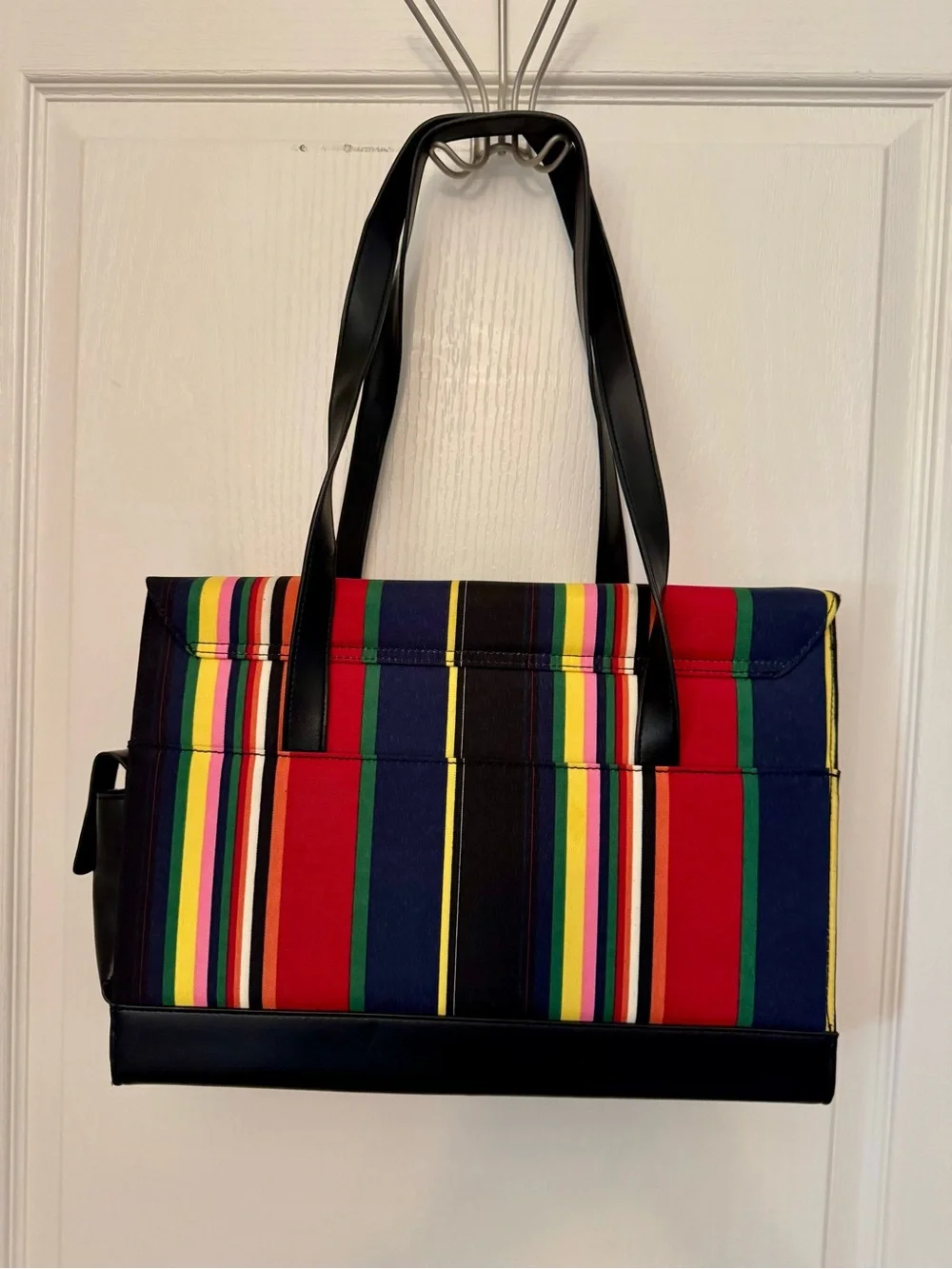 Merona Multi-Stripe Laptop Tote with Black Trim